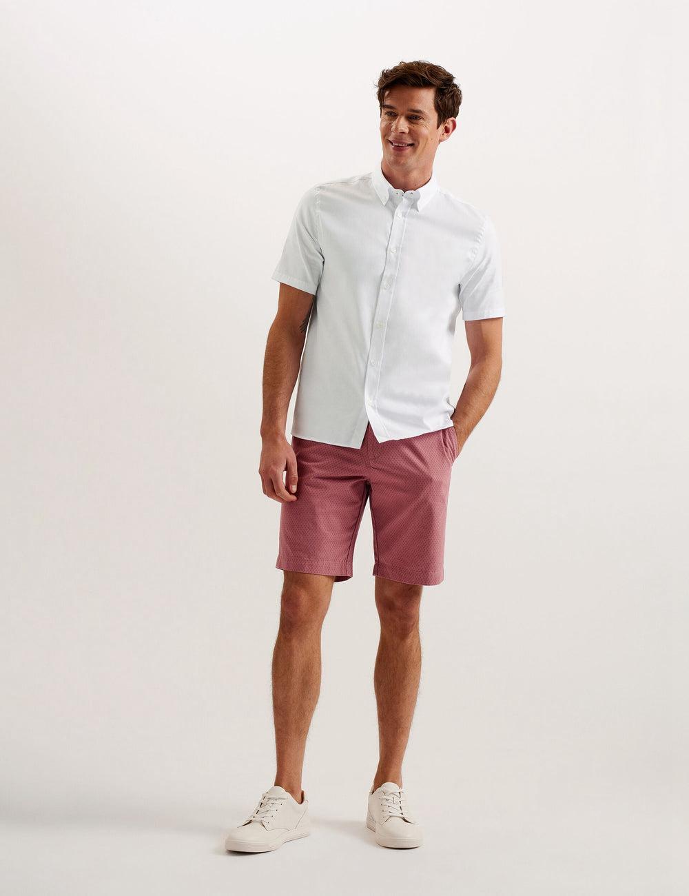 Men Ted Baker ALDGTE - Short Sleeve Cotton Oxford Casual Shirts White | KSA  1865-QHZEY