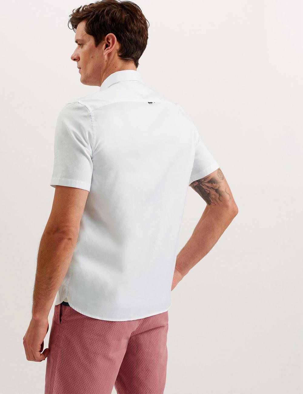 Men Ted Baker ALDGTE - Short Sleeve Cotton Oxford Casual Shirts White | KSA  1865-QHZEY