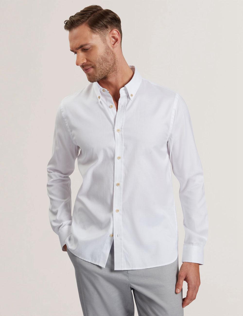 Men Ted Baker ALLARDO - Regular Fit Cotton Oxford Casual Shirts White | KSA  2638-ZBURK