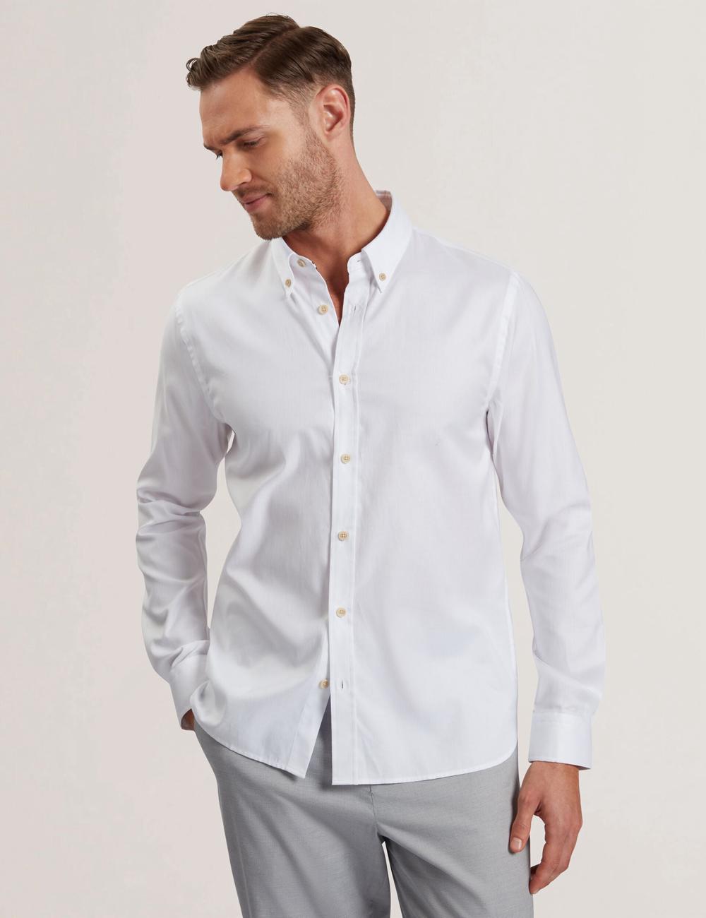 Men Ted Baker ALLARDO - Regular Fit Cotton Oxford Casual Shirts White | KSA  2638-ZBURK