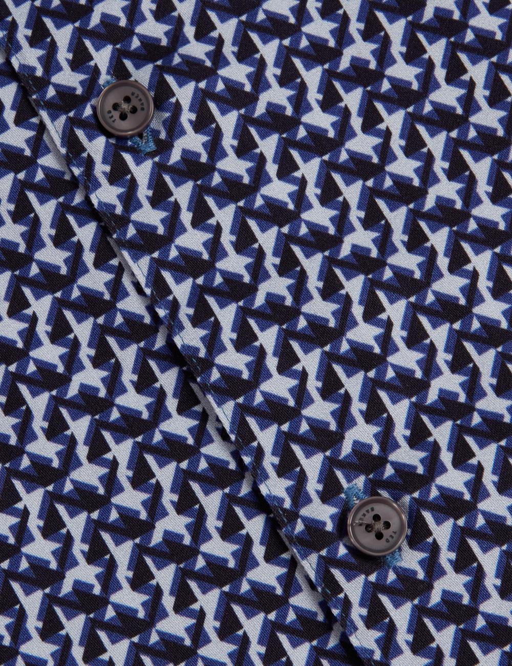 Men Ted Baker ALPHSO SS Regular Fit Geo Casual Shirts Navy | KSA  5014-CSXUF