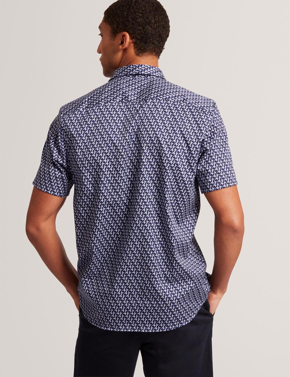 Men Ted Baker ALPHSO SS Regular Fit Geo Casual Shirts Navy | KSA  5014-CSXUF