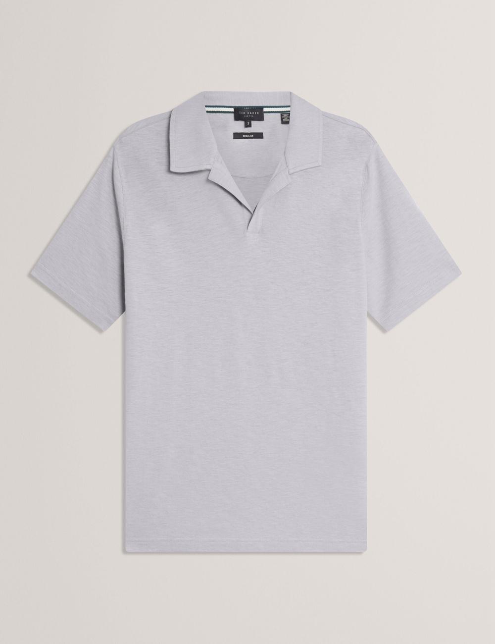 Men Ted Baker ANITO - Cotton Linen Open Neck Polos Shirts Purple | KSA  4260-ZYSRG