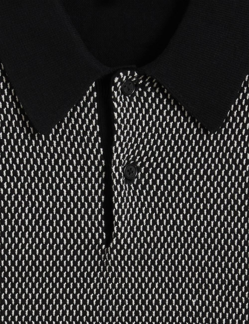 Men Ted Baker ARDO - Textured Knit Long Sleeve Polos Shirts Black | KSA  6239-EDVJI