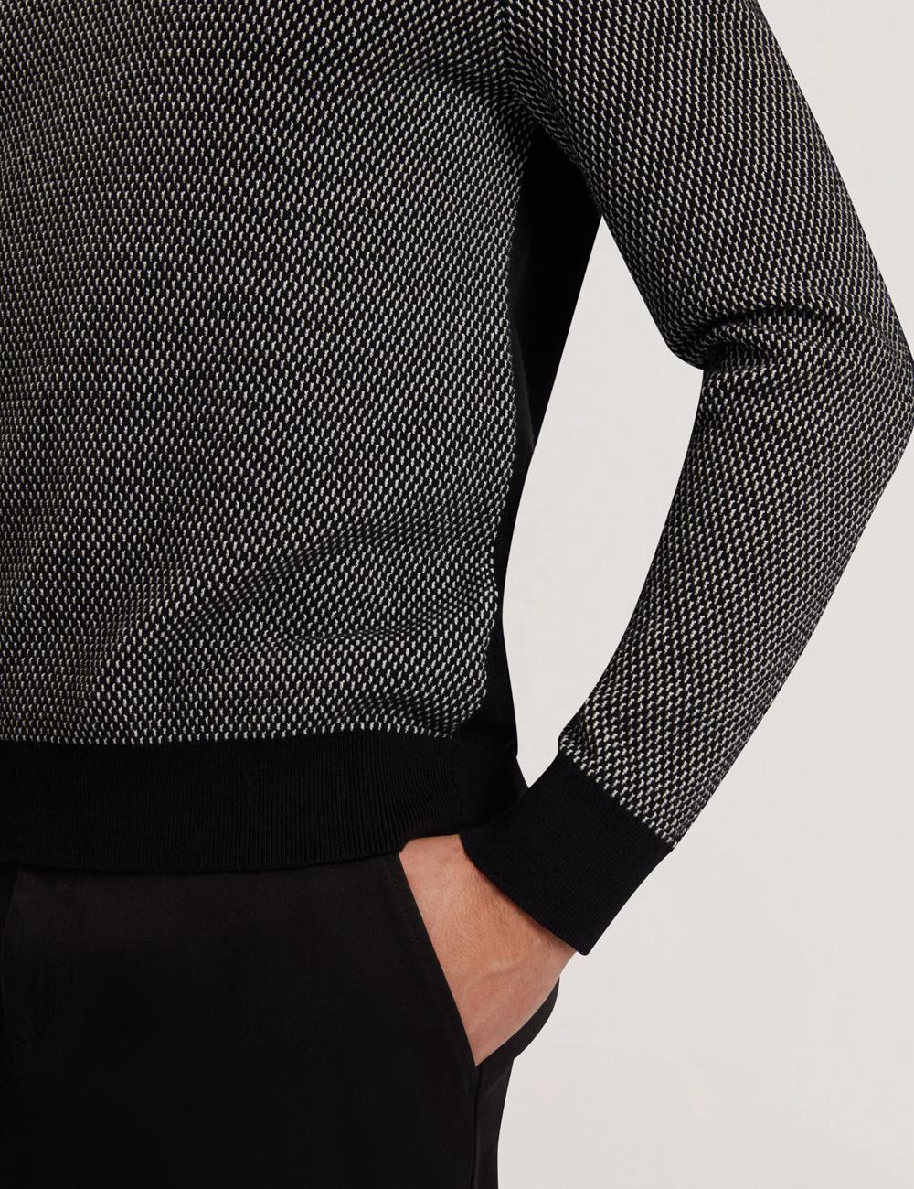 Men Ted Baker ARDO - Textured Knit Long Sleeve Polos Shirts Black | KSA  6239-EDVJI