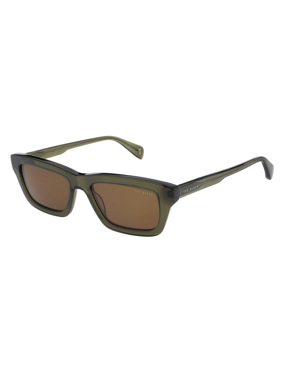 Men Ted Baker ARTHUR - Chunky Rectangle Acetate Sunglasses Khaki Green | KSA  9457-PVDHY