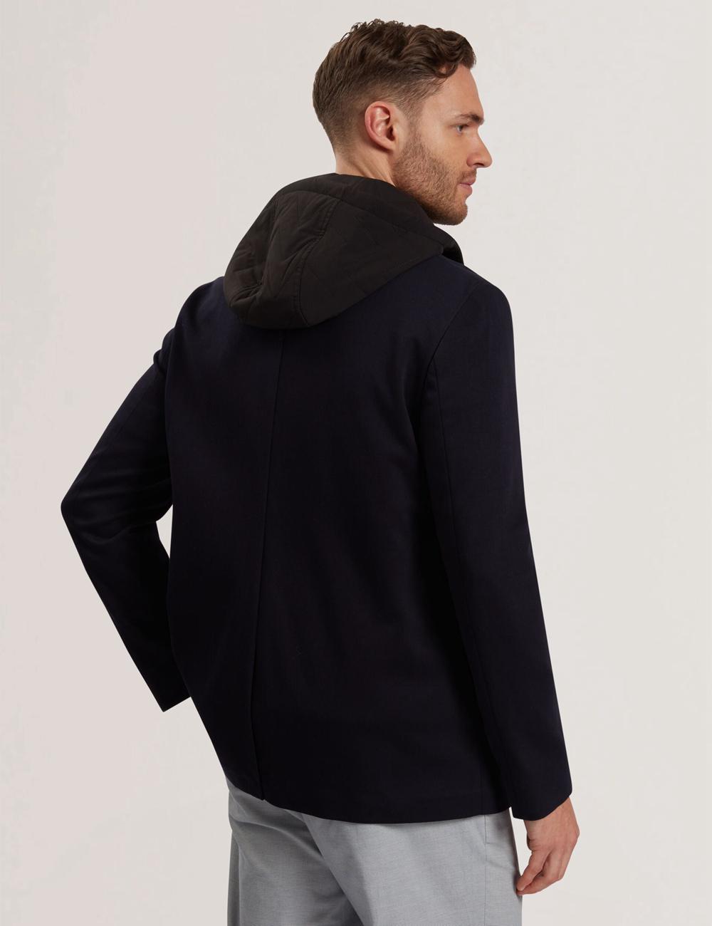 Men Ted Baker ASHB - Jersey Blazer With Zip-Up Hooded Liner Blazers Navy | KSA  9406-SXTLD