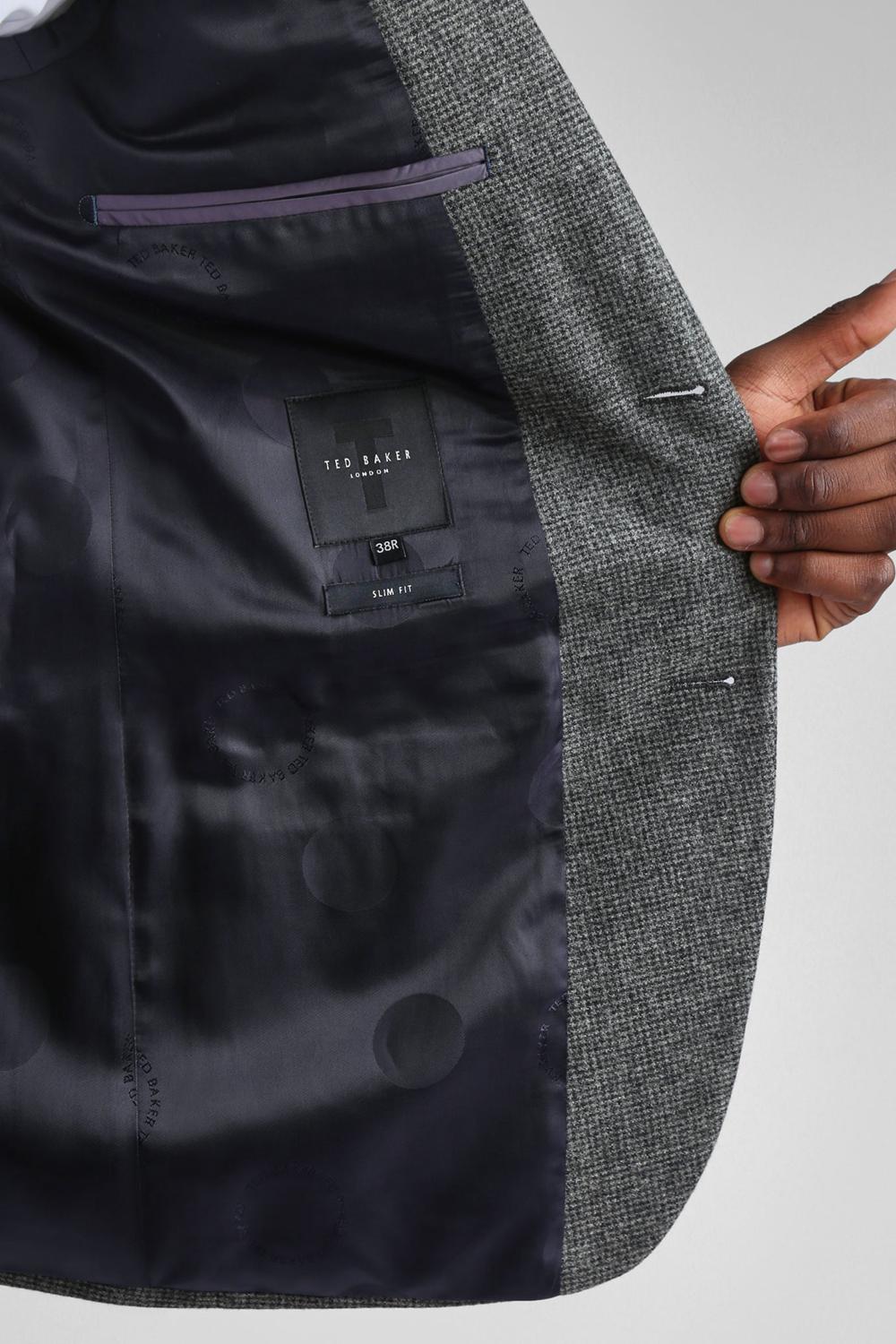 Men Ted Baker ASOJS - Puppytooth Check Slim Fit Blazers Charcoal | KSA  7045-CVHBK