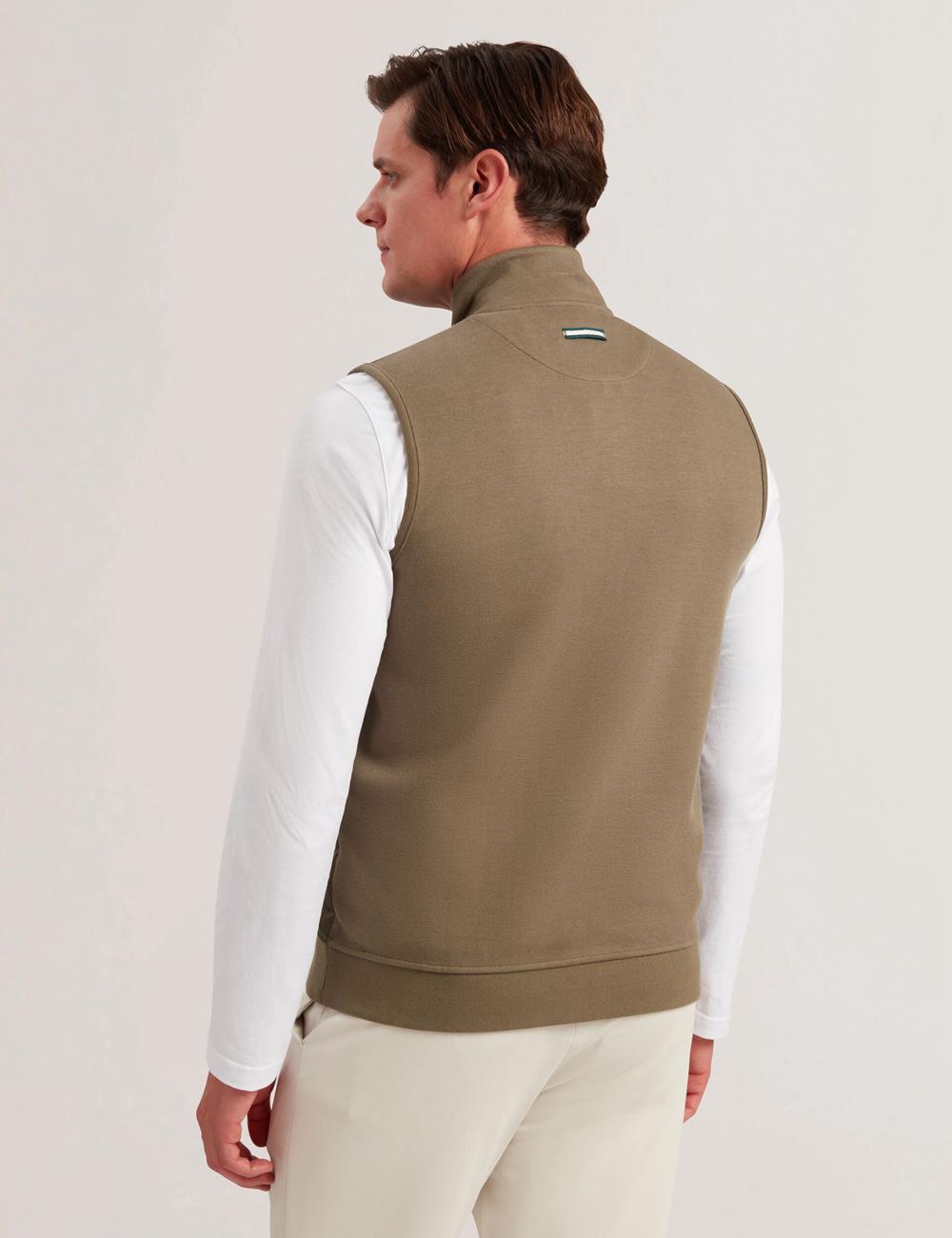 Men Ted Baker ATHO - Quilted Funnel Neck Zip-Up Gillets Olive | KSA  7506-OCBXF