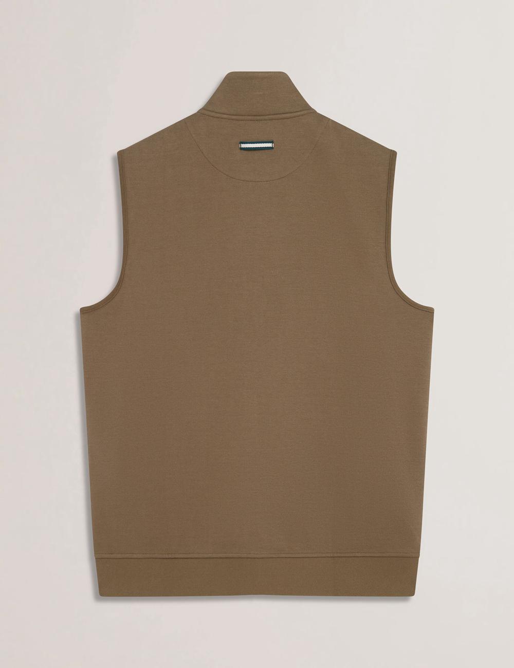 Men Ted Baker ATHO - Quilted Funnel Neck Zip-Up Gillets Olive | KSA  7506-OCBXF