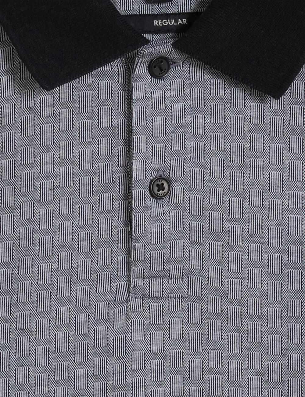 Men Ted Baker AUGUSO - Textured Jacquard Cotton Polos Shirts Navy | KSA  6158-ENZRY