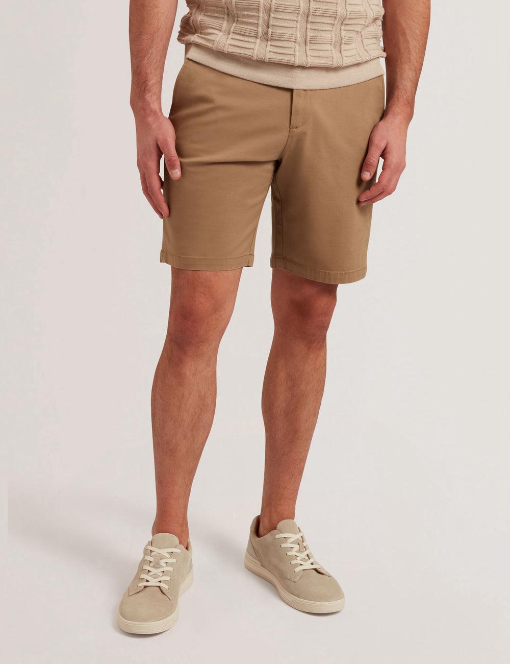 Men Ted Baker BARNHAM - Regular Fit Cotton Blend Chino Shorts Tan | KSA  2983-RJKQW