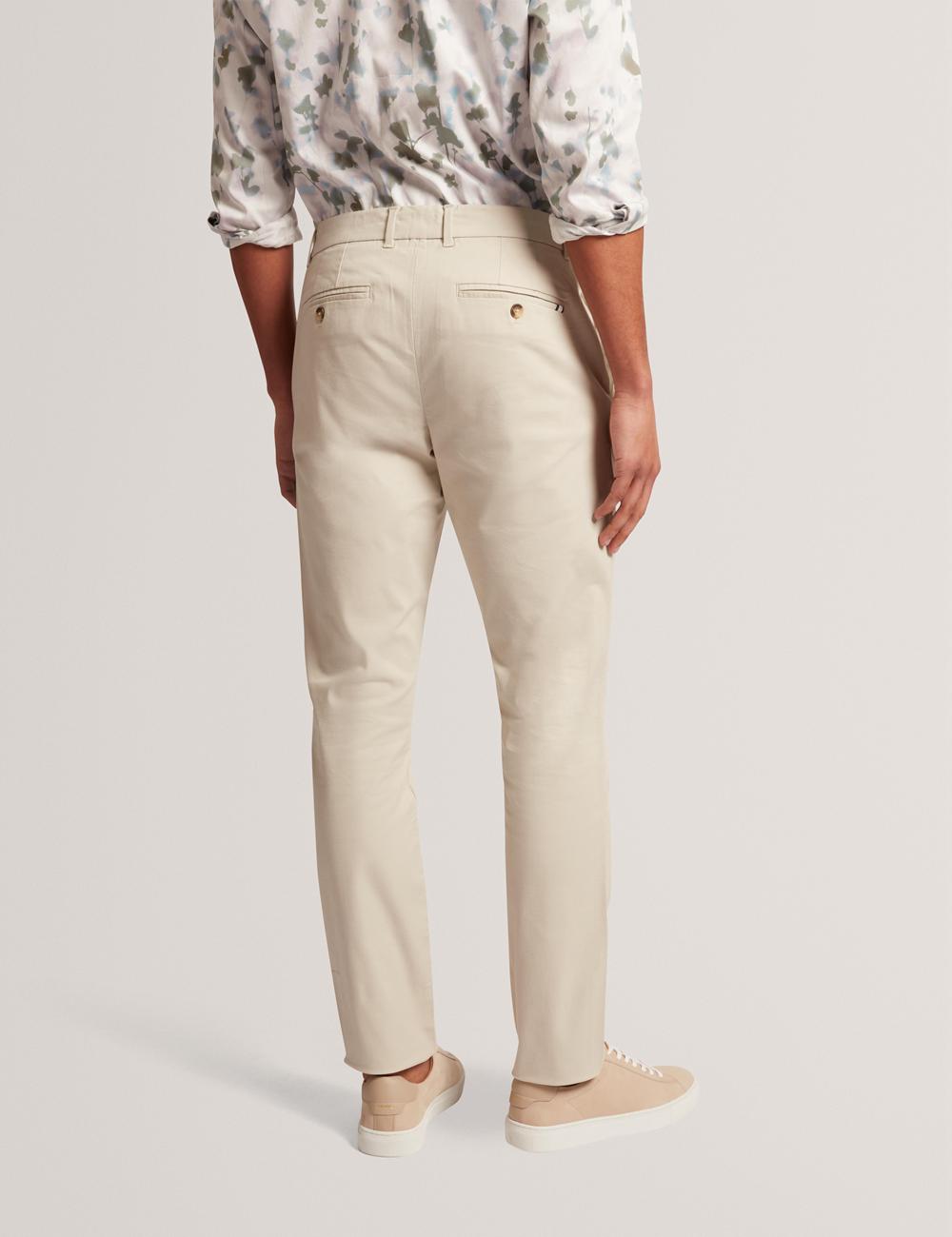 Men Ted Baker BATFORD - Slim Fit Cotton Blend Chinos Trousers Tan | KSA  1670-FESHL