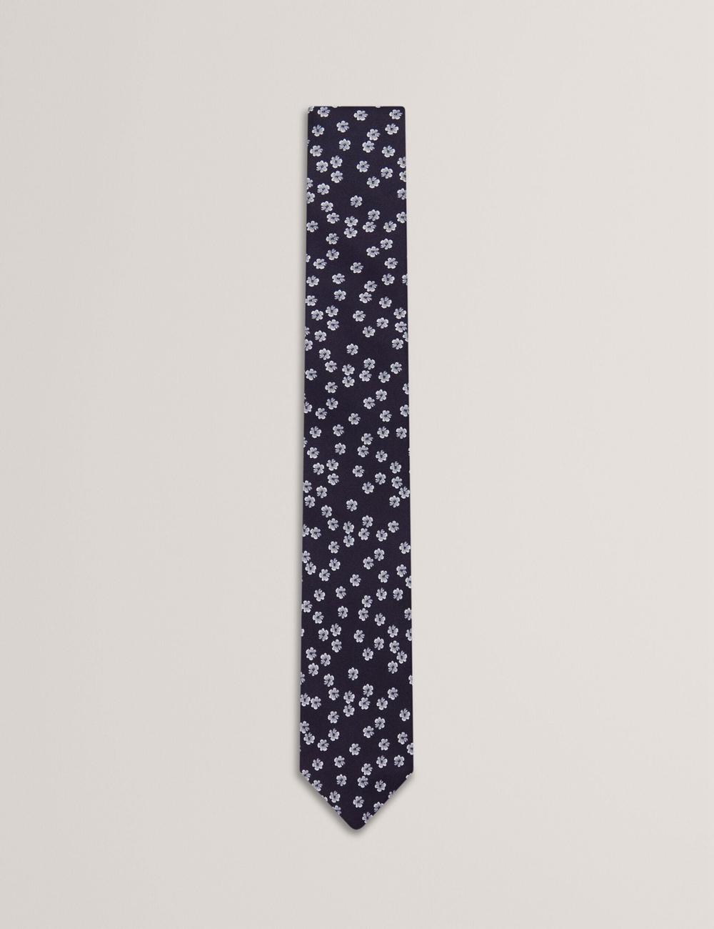 Men Ted Baker BENTLYY - Ditsy Floral Print Silk Ties Navy | KSA  2854-NSADT