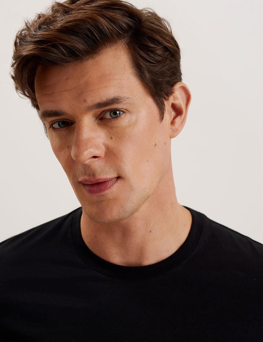 Men Ted Baker BEXLI - Regular Fit Long Sleeve Cotton T-Shirts Black | KSA  7260-KMXYN