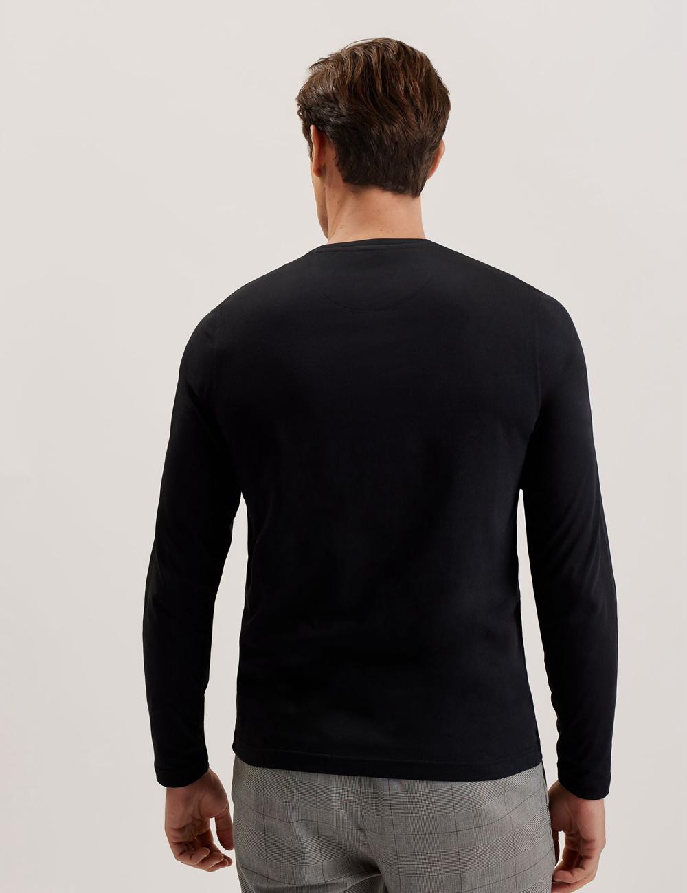Men Ted Baker BEXLI - Regular Fit Long Sleeve Cotton T-Shirts Black | KSA  7260-KMXYN