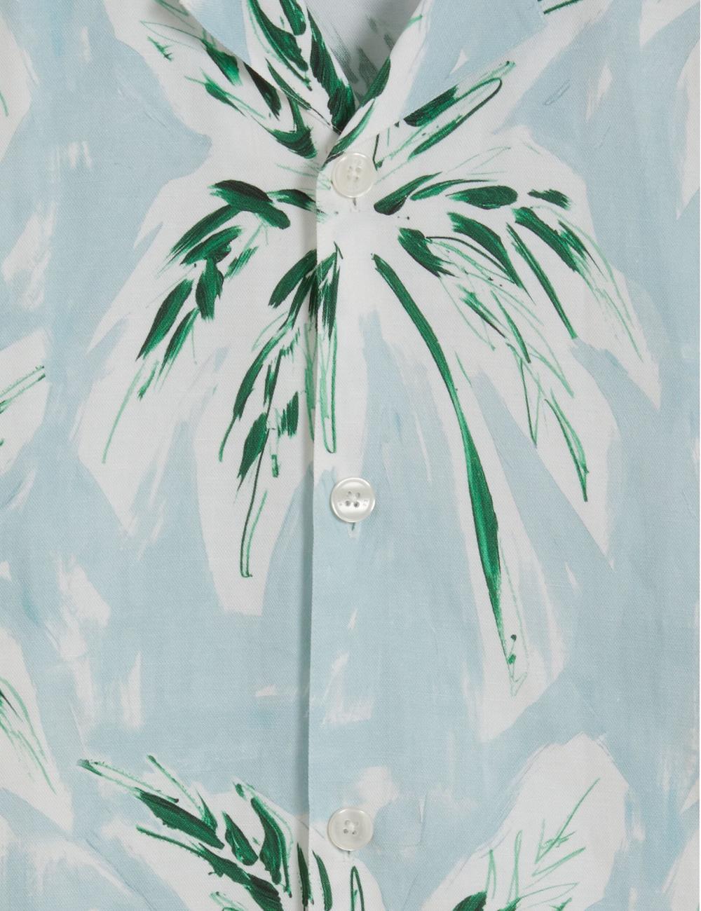 Men Ted Baker BOCHE - Short Sleeve Regular Tropical Palm Tree Casual Shirts Green | KSA  7025-LSDXB