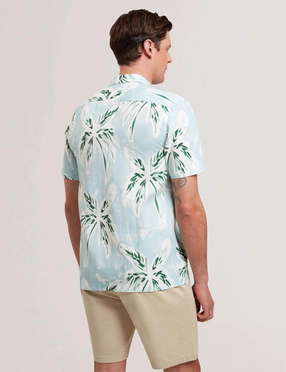 Men Ted Baker BOCHE - Short Sleeve Regular Tropical Palm Tree Casual Shirts Green | KSA  7025-LSDXB