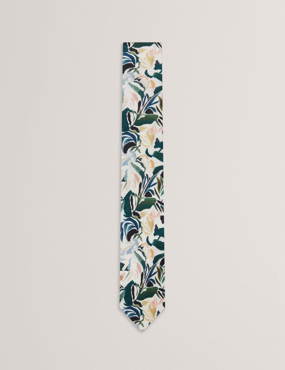 Men Ted Baker BOYTONN - Painted Floral Print Silk Ties Ecru | KSA  2435-PGNBR