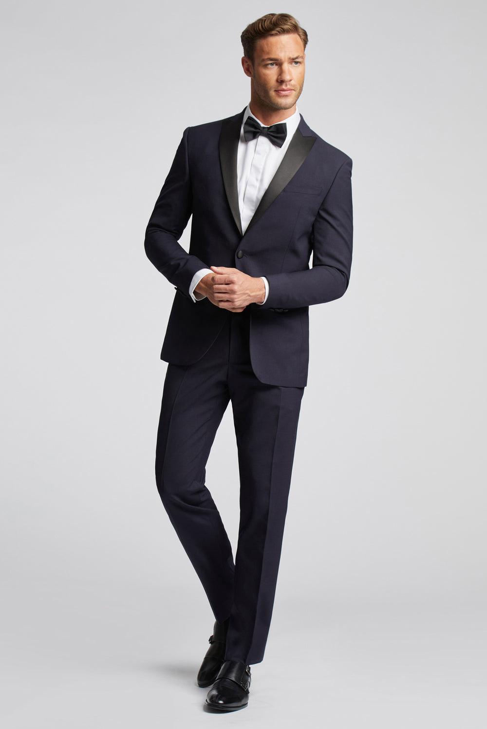 Men Ted Baker BREENTS - Slim Fit Navy Tuxedo Trousers Navy | KSA  8594-CRTWF