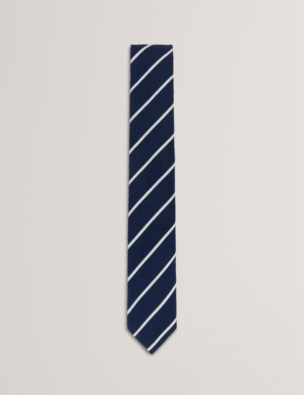 Men Ted Baker CAMPSEA - Boucle Texture Solid Stripe Ties Navy | KSA  1295-HRQKV