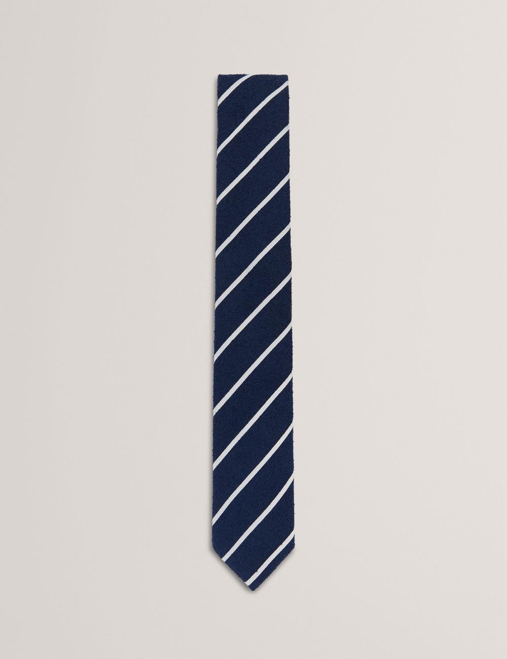 Men Ted Baker CAMPSEA - Boucle Texture Solid Stripe Ties Navy | KSA  1295-HRQKV