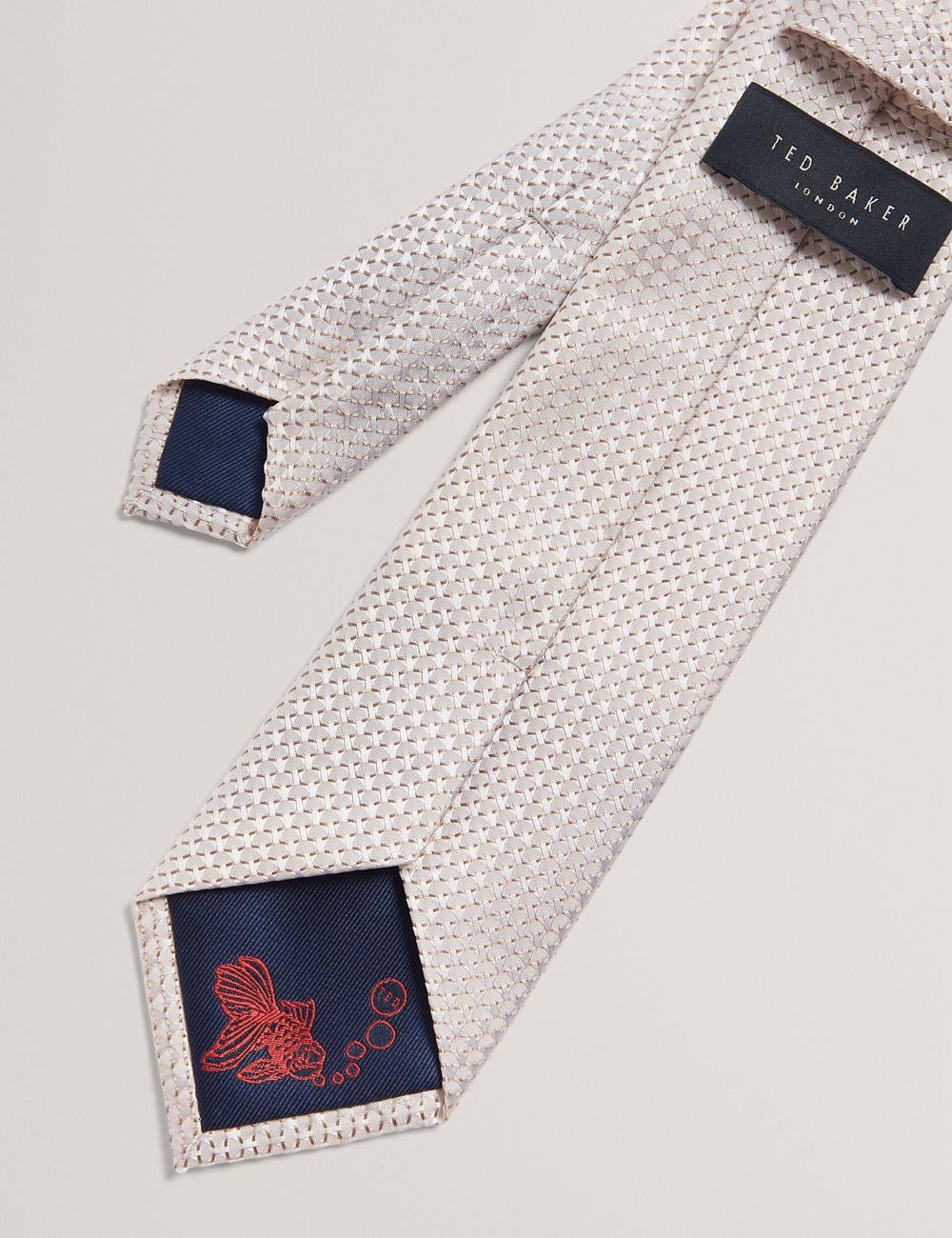 Men Ted Baker CANEDON - Textured Tonal Weave Silk Ties Stone | KSA  6390-GCFNE
