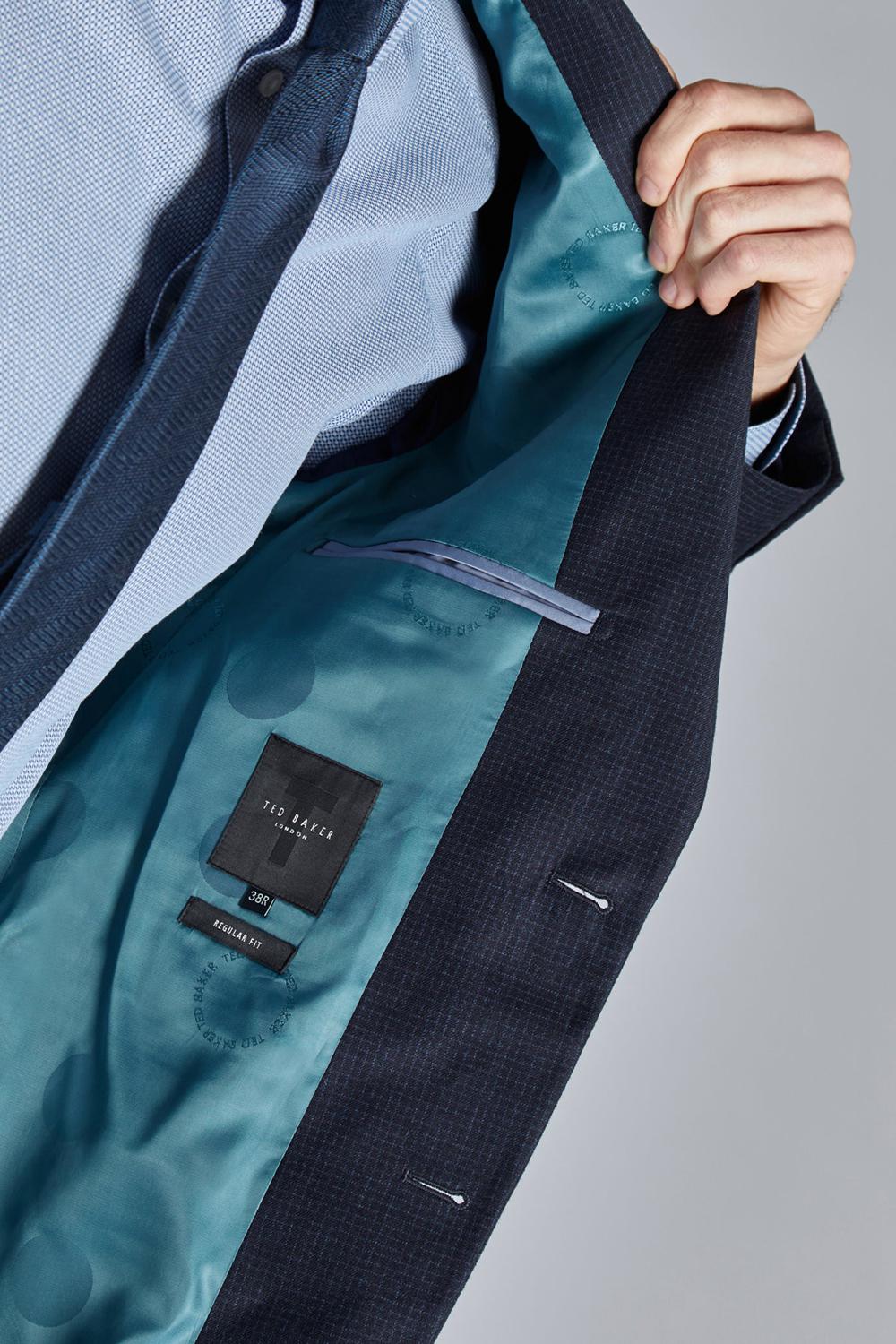 Men Ted Baker CANISJS - Grid Check Regular Fit Suit Jackets Navy | KSA  9705-RKFLP