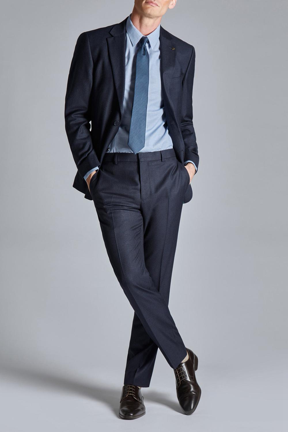Men Ted Baker CANISJS - Grid Check Regular Fit Suit Jackets Navy | KSA  9705-RKFLP
