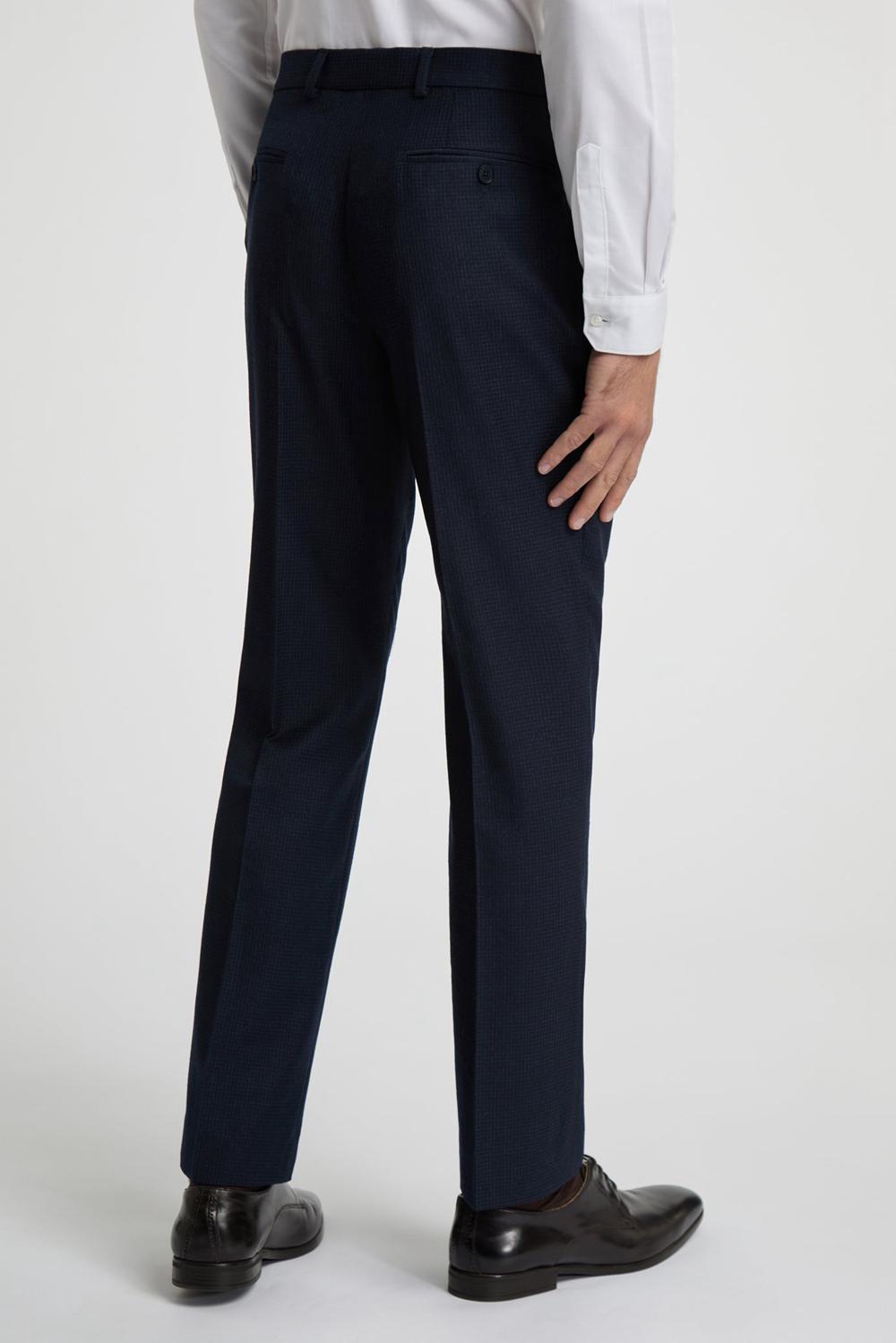 Men Ted Baker CANISTS - Grid Check Regular Fit Suit Trousers Navy | KSA  8541-EWTGI