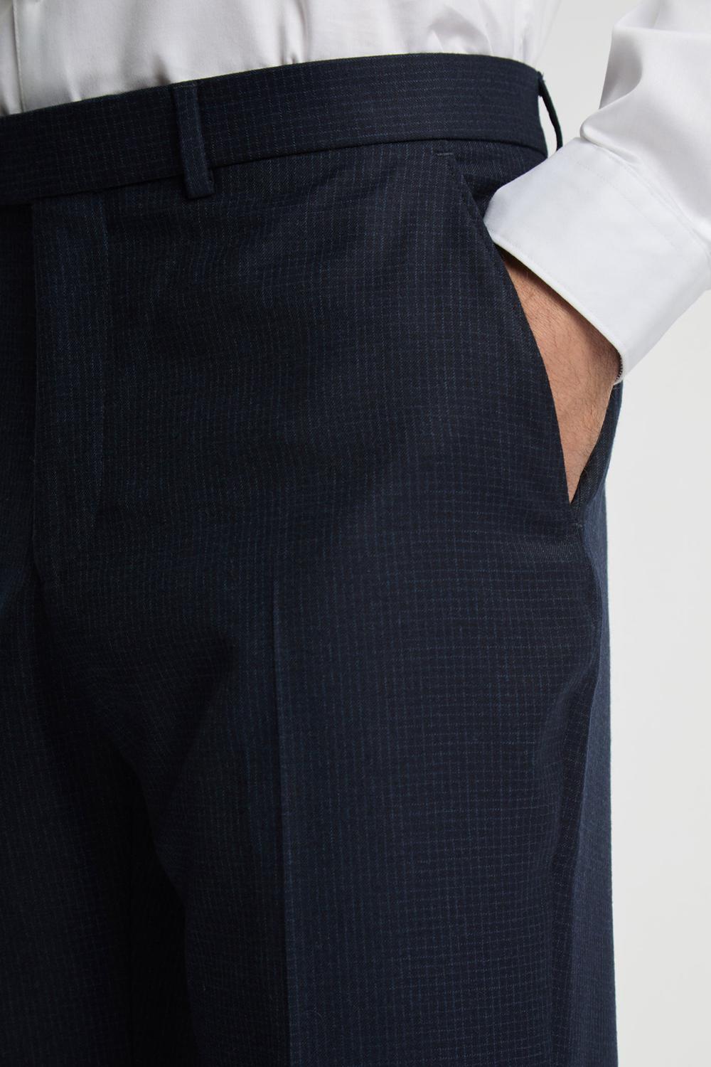 Men Ted Baker CANISTS - Grid Check Regular Fit Suit Trousers Navy | KSA  8541-EWTGI