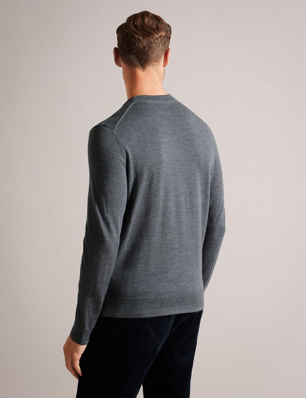 Men Ted Baker CARNBY - Pure Wool Crew Neck Jumpers Charcoal | KSA  8532-XKECL