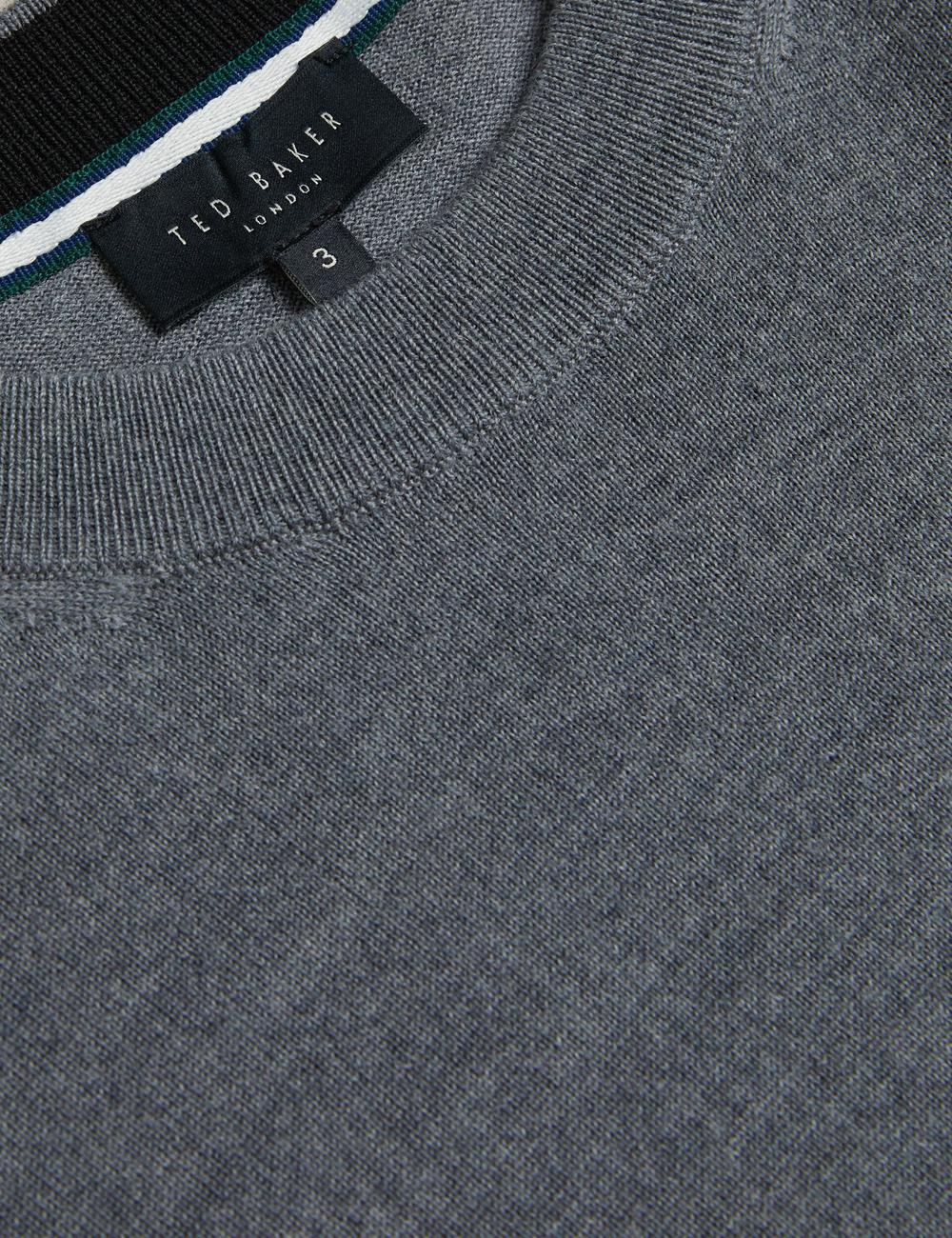 Men Ted Baker CARNBY - Pure Wool Crew Neck Jumpers Charcoal | KSA  8532-XKECL
