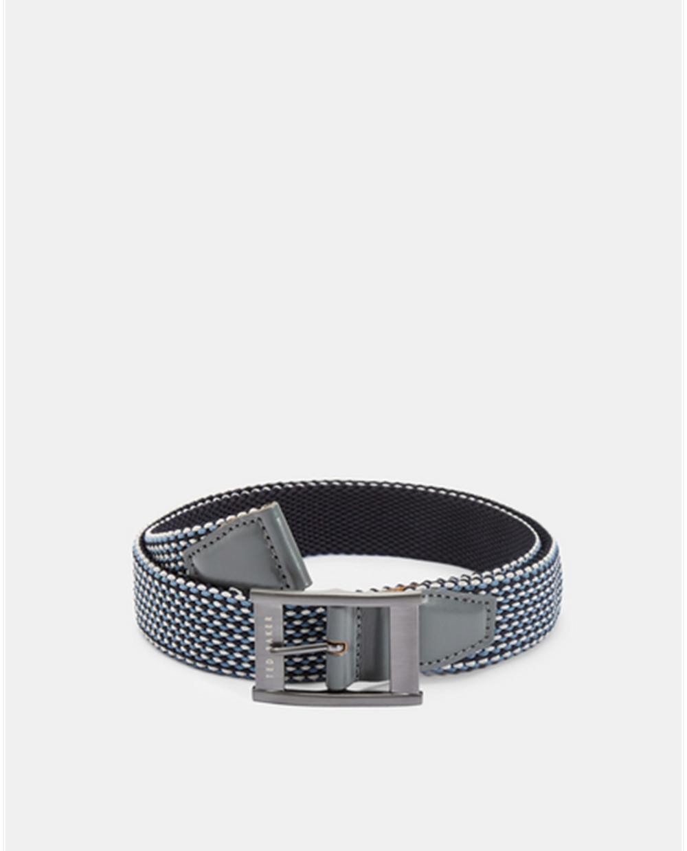 Men Ted Baker COLUMM - Reversible Woven Stretch Elasticated Belts Navy | KSA  0854-ATRGZ