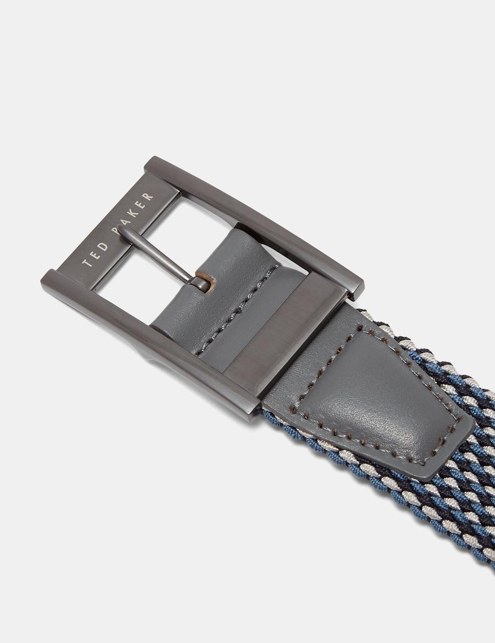 Men Ted Baker COLUMM - Reversible Woven Stretch Elasticated Belts Navy | KSA  0854-ATRGZ