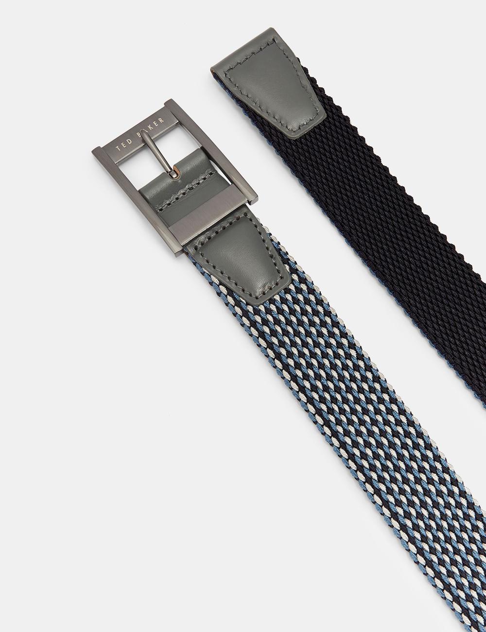 Men Ted Baker COLUMM - Reversible Woven Stretch Elasticated Belts Navy | KSA  0854-ATRGZ