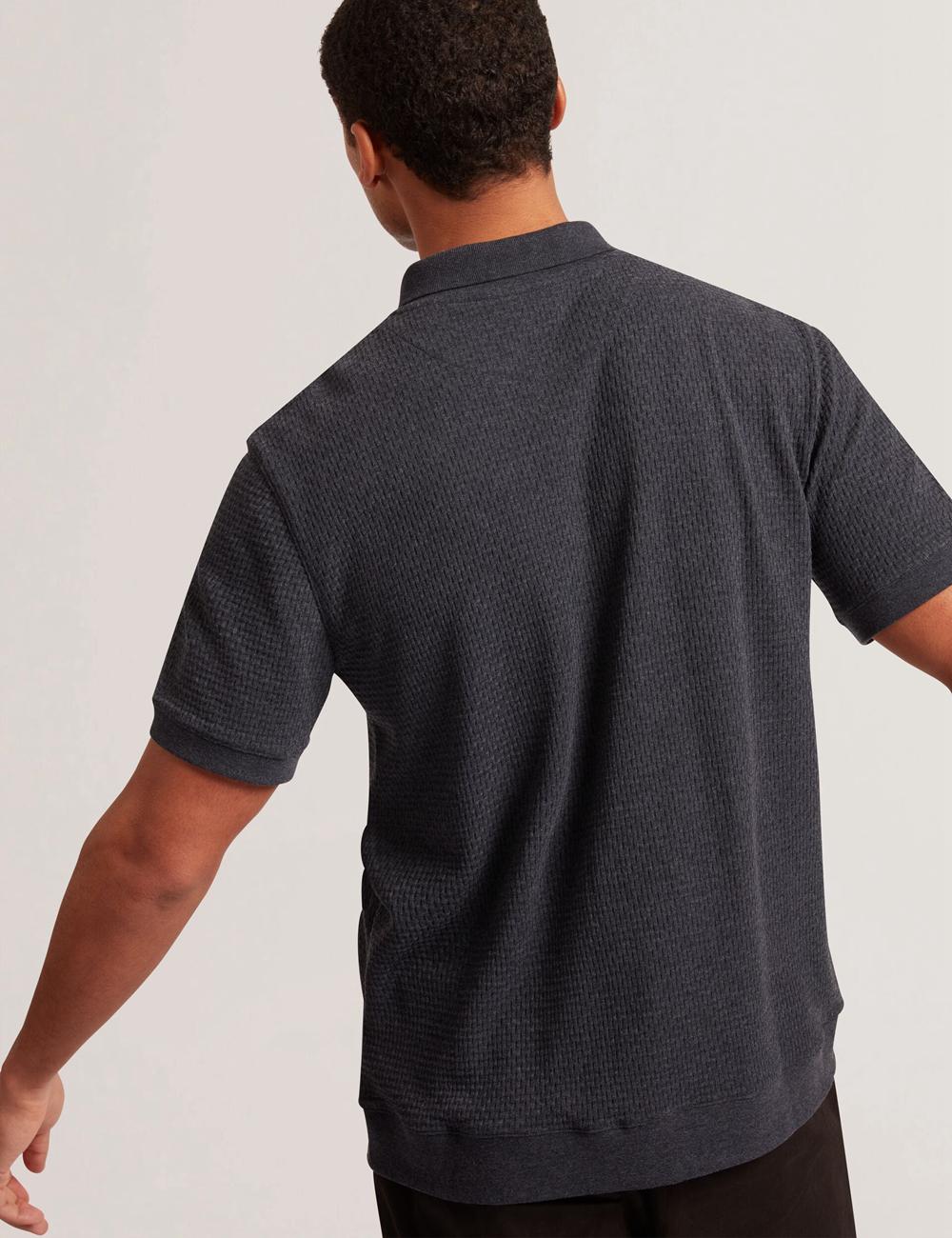 Men Ted Baker CONNYR - Short Sleeve Button Through Polos Shirts Navy | KSA  7826-KCZYJ