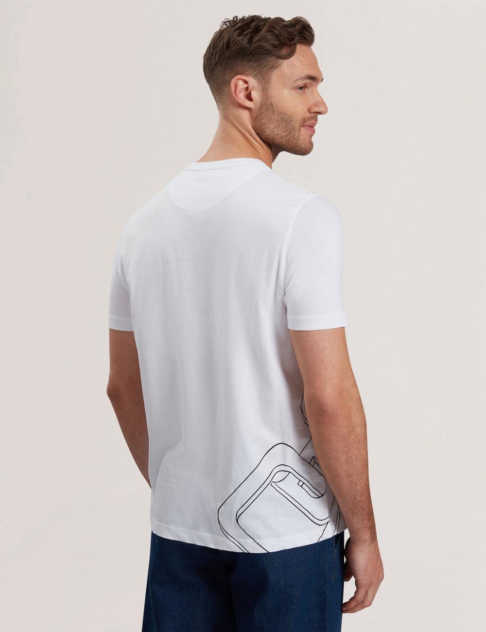 Men Ted Baker CRAIGEY - Logo Graphic Crew Neck Cotton T-Shirts White | KSA  3407-MLIAF