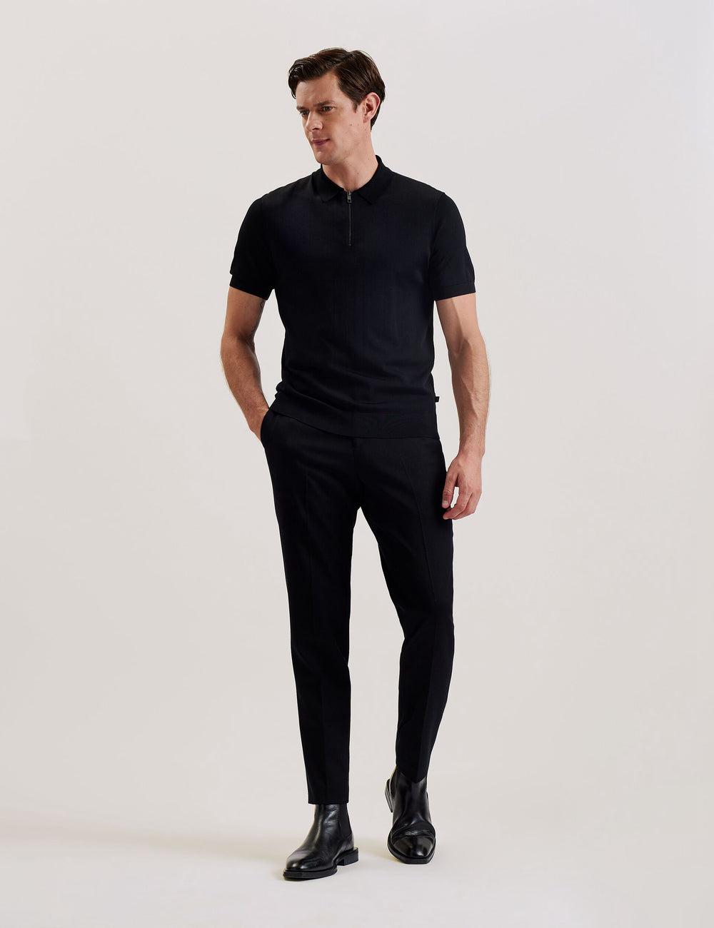 Men Ted Baker DALDIN - Zip Collar Stretch Knit Jumpers Black | KSA  3867-ISKHT