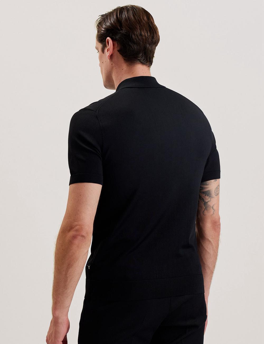 Men Ted Baker DALDIN - Zip Collar Stretch Knit Jumpers Black | KSA  3867-ISKHT