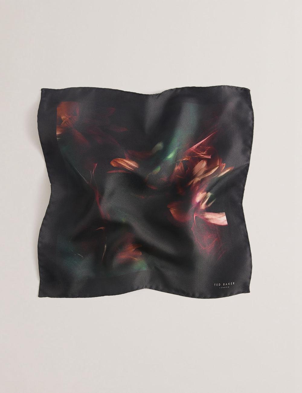 Men Ted Baker DALLASE - Smokey Floral Print Silk Pocket Pocket Squares Black | KSA  6209-JDSYT
