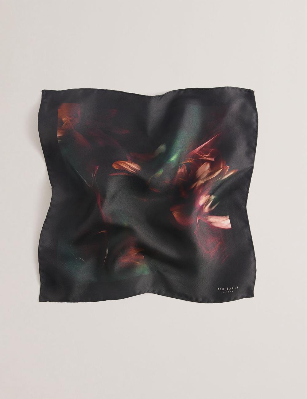 Men Ted Baker DALLASE - Smokey Floral Print Silk Pocket Pocket Squares Black | KSA  6209-JDSYT