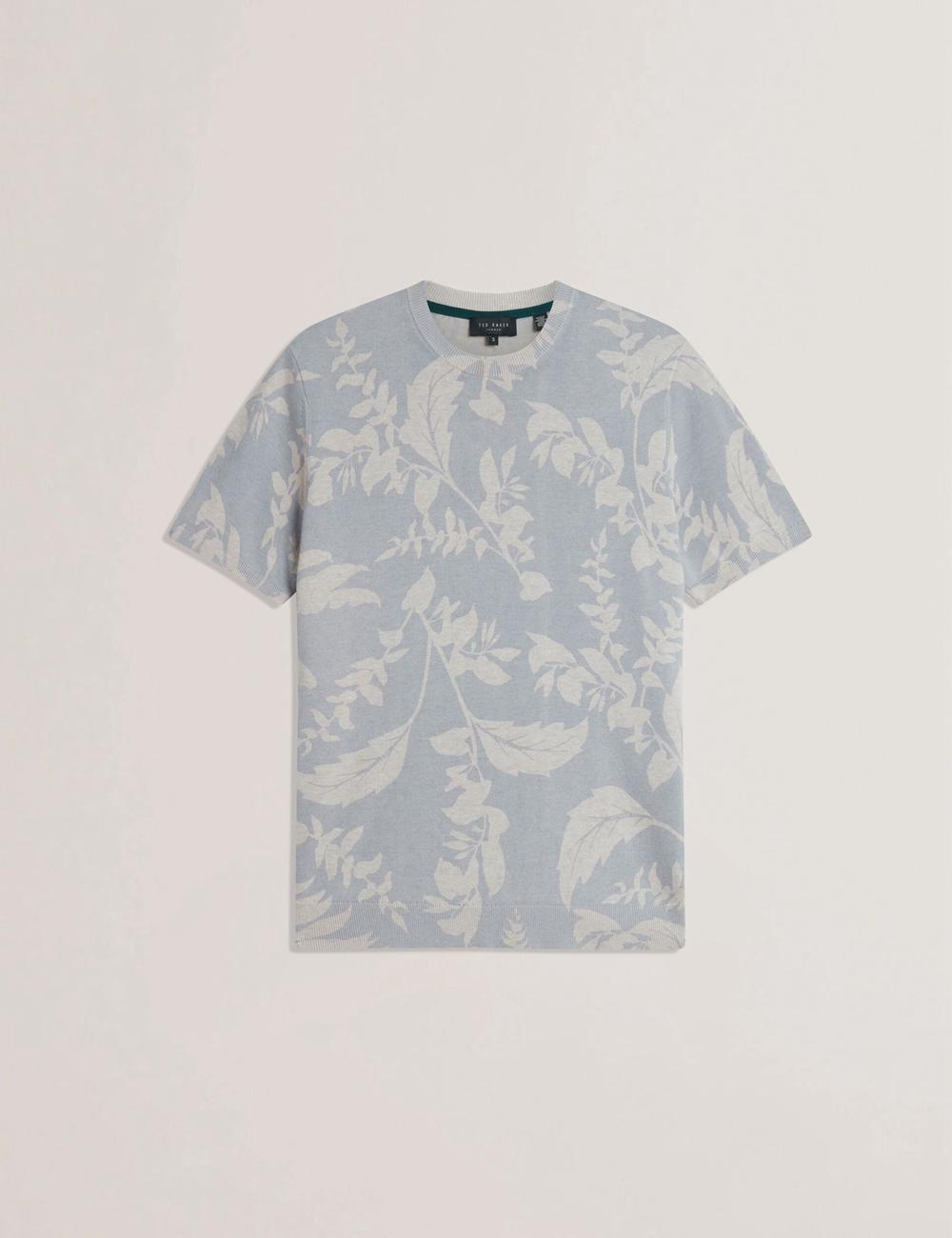 Men Ted Baker DENNIO - Short Sleeve Printed Floral T-Shirts Lt-Blue | KSA  6584-QMVFA