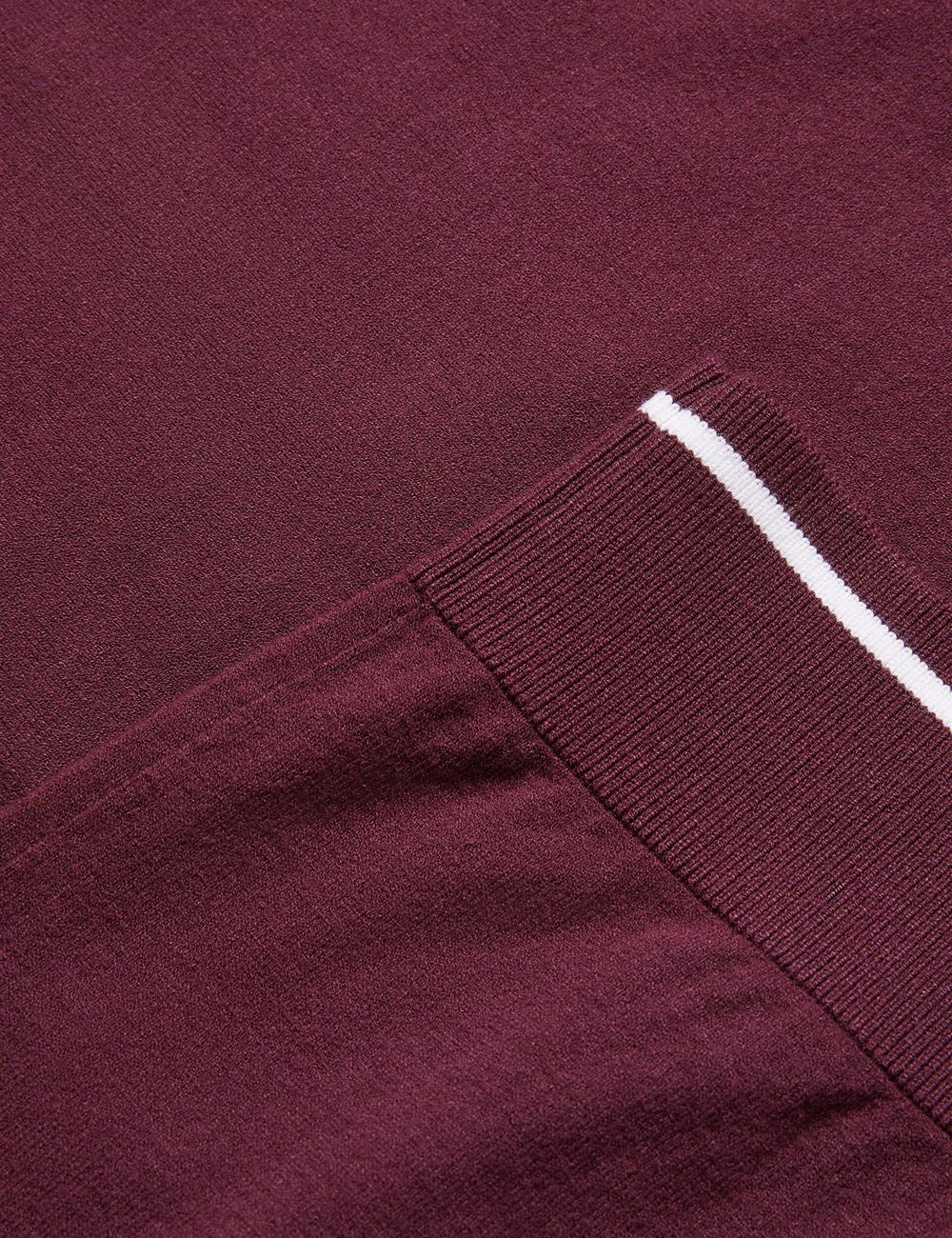 Men Ted Baker DUNOW - Pointelle Detail Striped Trim Polos Shirts Maroon | KSA  9318-JYLPF