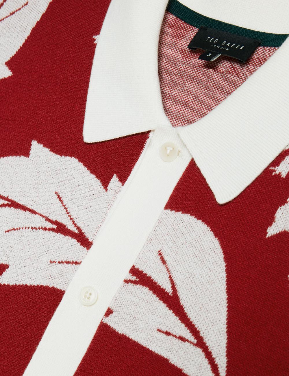 Men Ted Baker EDSON - Short Sleeve Button Through Floral Polos Shirts Red | KSA  6587-MXNQK