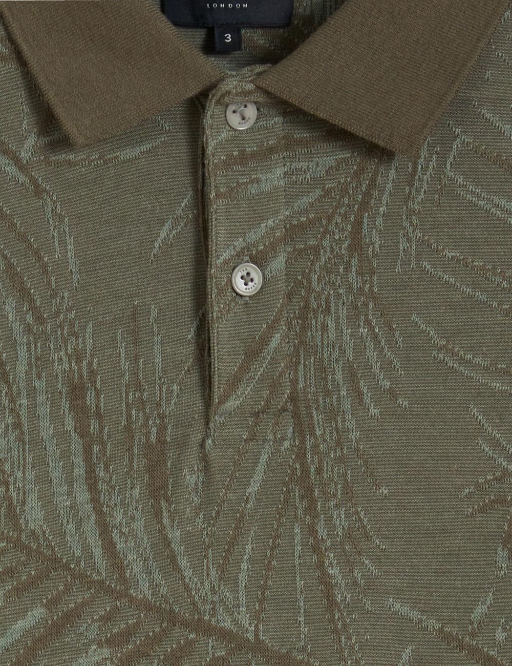 Men Ted Baker EDWINE - Leaf Print Short Sleeve Polos Shirts Khaki | KSA  3627-FQGAS