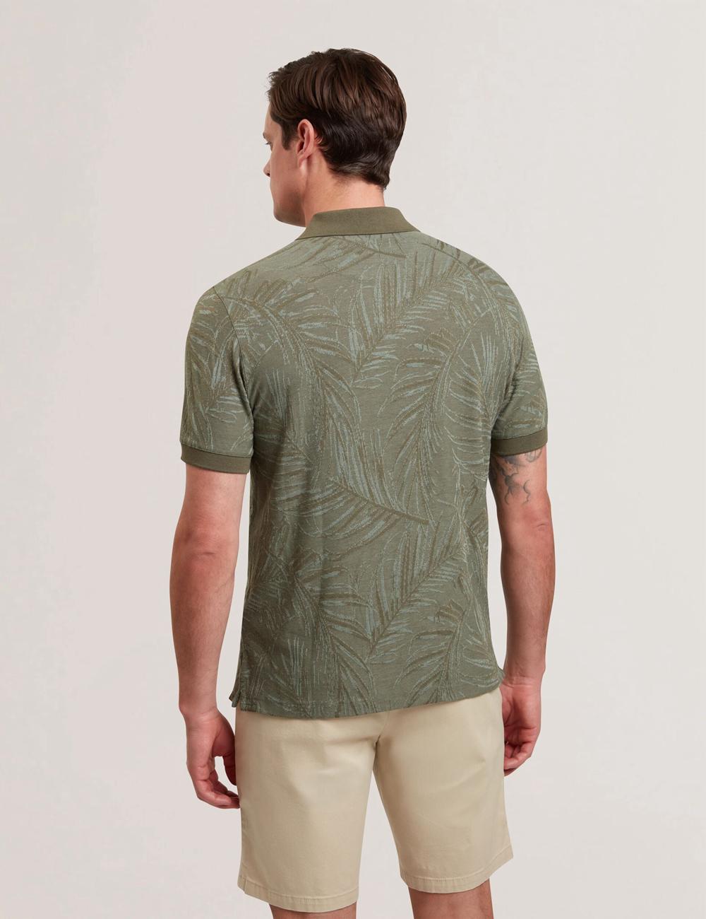 Men Ted Baker EDWINE - Leaf Print Short Sleeve Polos Shirts Khaki | KSA  3627-FQGAS