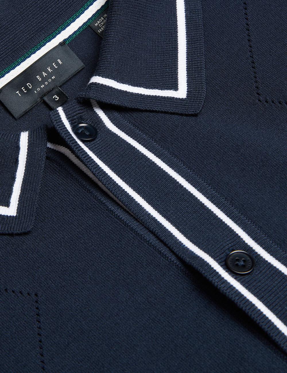 Men Ted Baker ELMDON LS Diamond Button Through Casual Shirts Navy | KSA  6048-VSGEK