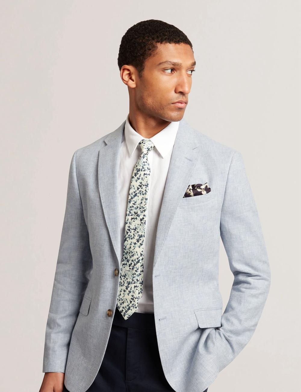 Men Ted Baker ELMSTED - Blurred Floral Print Silk Ties Navy | KSA  7094-ZULVA