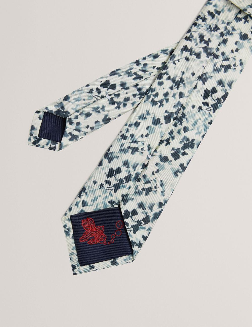 Men Ted Baker ELMSTED - Blurred Floral Print Silk Ties Navy | KSA  7094-ZULVA